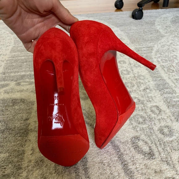 Louboutin 85mm red suede heels main image 2